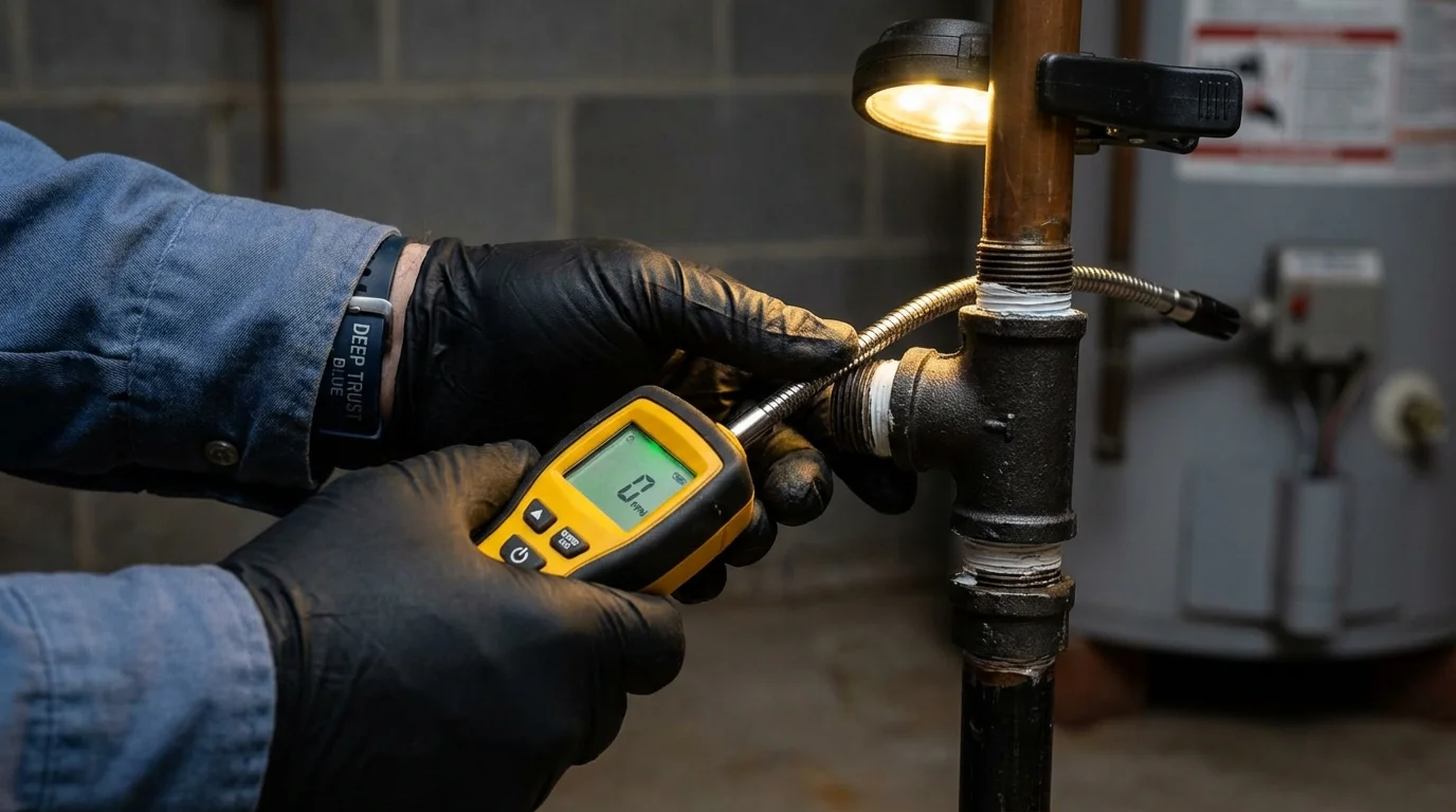 Gas leak detection with electronic sniffer by Johns Plumbing LLC in Milwaukee